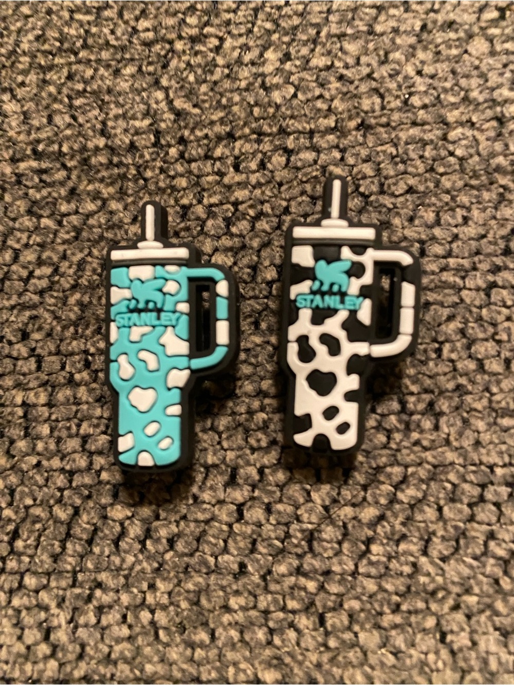 Stanley Croc Charms - Teal  and Black Cow Print Bundle